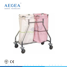 AG-SS019 Dois sacos SS quadro hospital hospitalar carrinho de roupa médica para venda